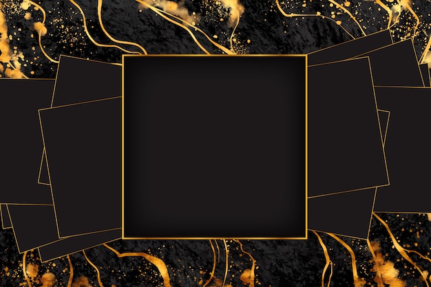 Gratis vector zwart en gouden marmeren frame