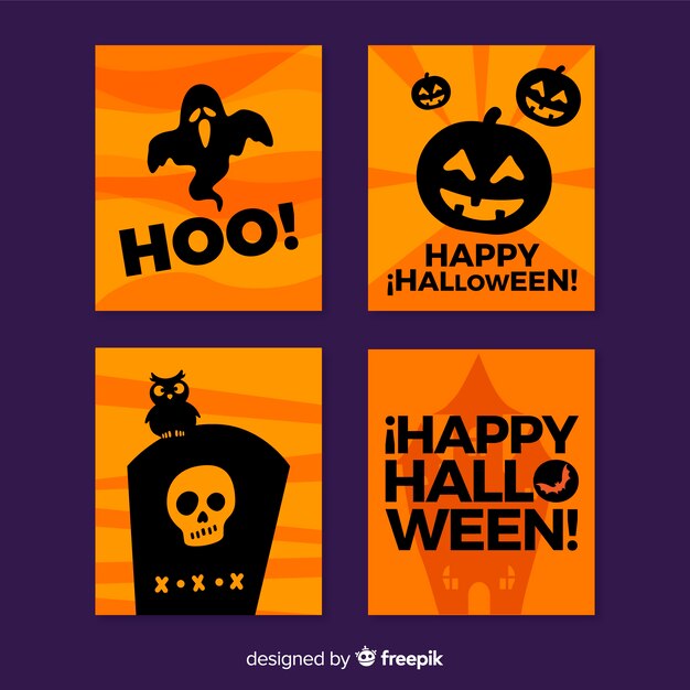 Zwart en oranje halloween kleuren kaart collectie