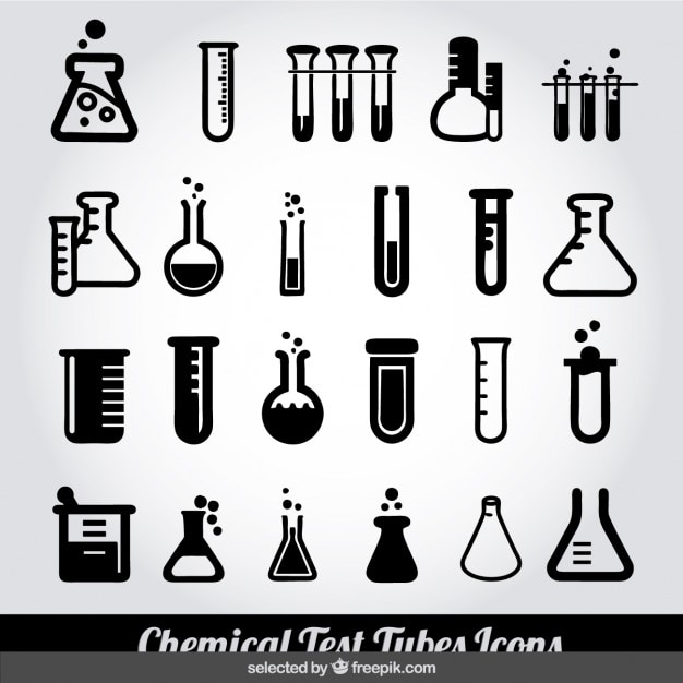 Zwart en wit chemische reageerbuisjes pictogrammen