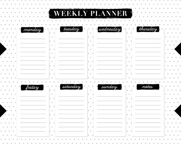 Zwart en wit elegante weekplanner