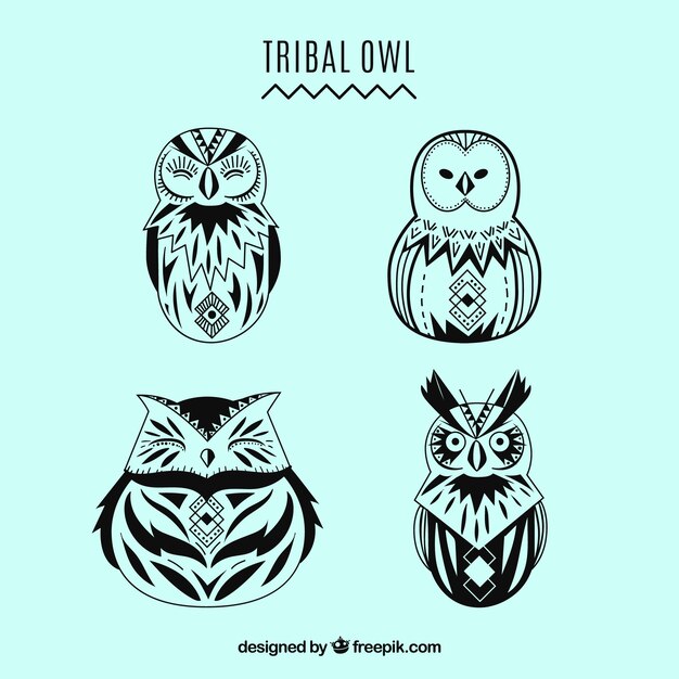 Zwart en wit tribal owl collectie
