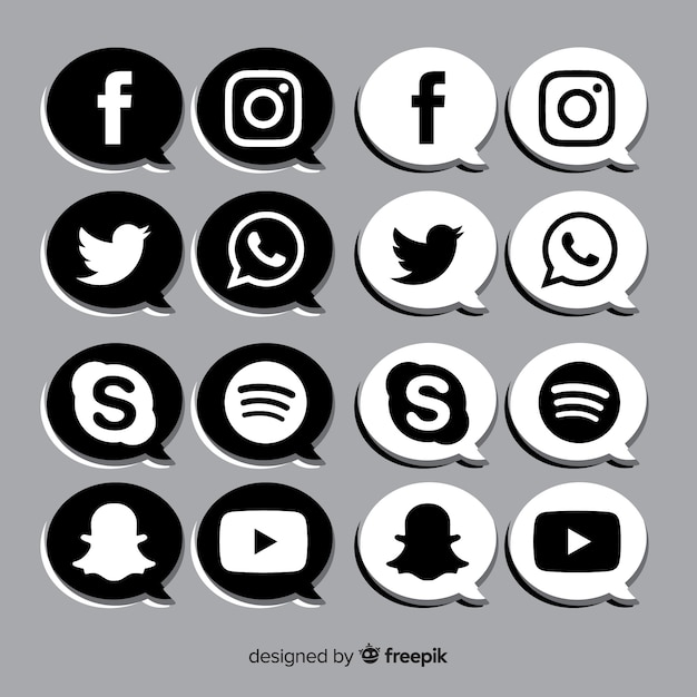 Zwart social media-logo-pakket