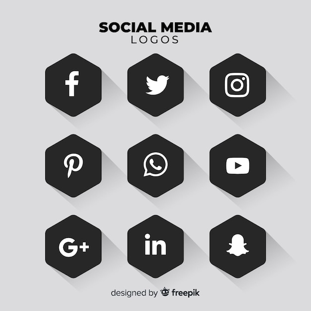 Gratis vector zwart social media-logo-pakket