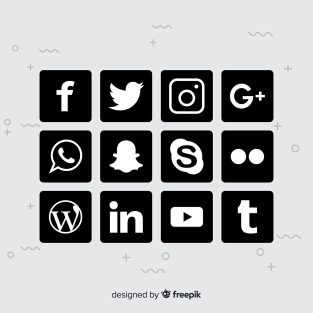 Zwart social media-logo-pakket
