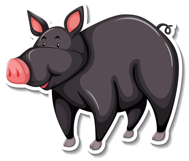 Zwart varken dier cartoon sticker