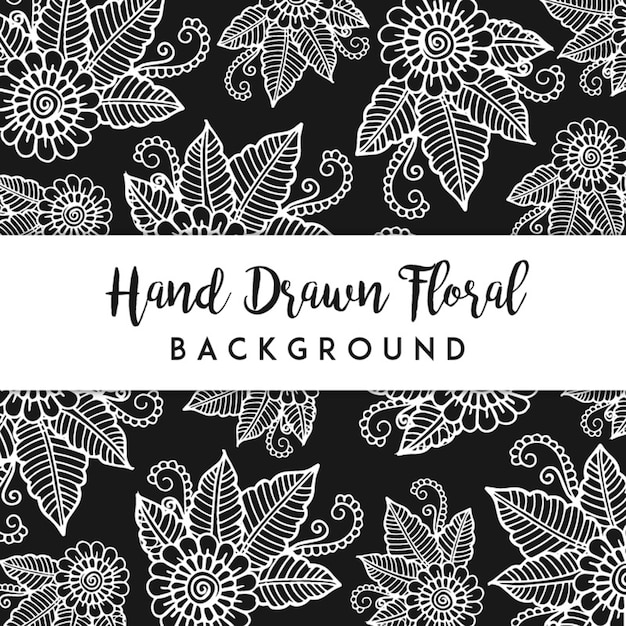 Zwart-wit hand getekend floral achtergrond