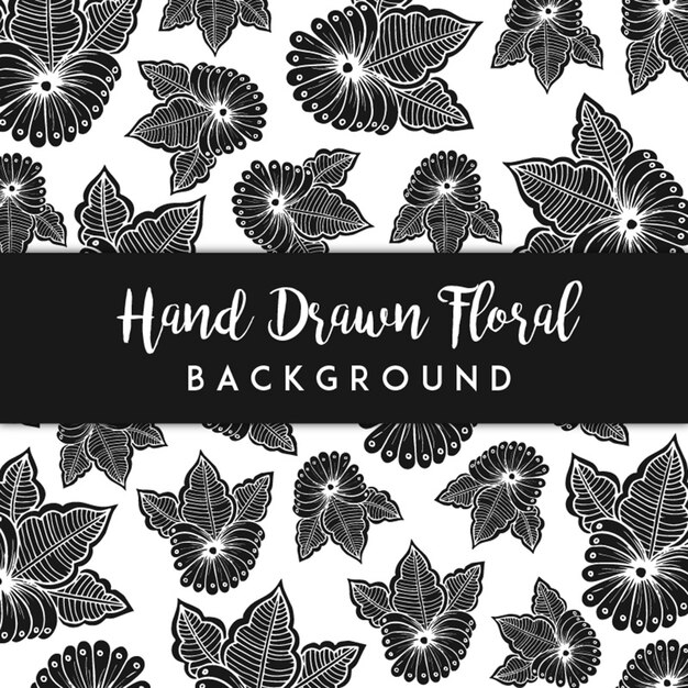 Zwart-wit hand getekend floral achtergrond