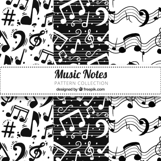 Gratis vector zwart-wit muziek notitiepatroon