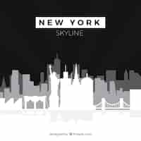 Gratis vector zwart-witte horizon van new york