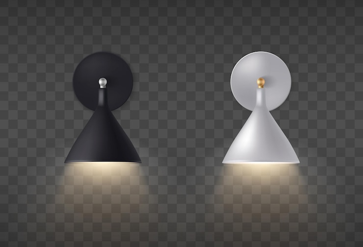 Gratis Vector zwart-witte schans realistische compositie met twee wandlampen op transparante afbeelding