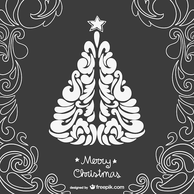 Gratis vector zwart-witte vintage kerstkaart