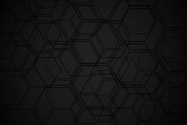 Zwarte achtergrond met zeshoekige vormen