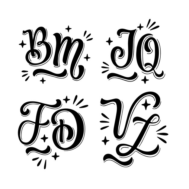 Zwarte belettering monogram set