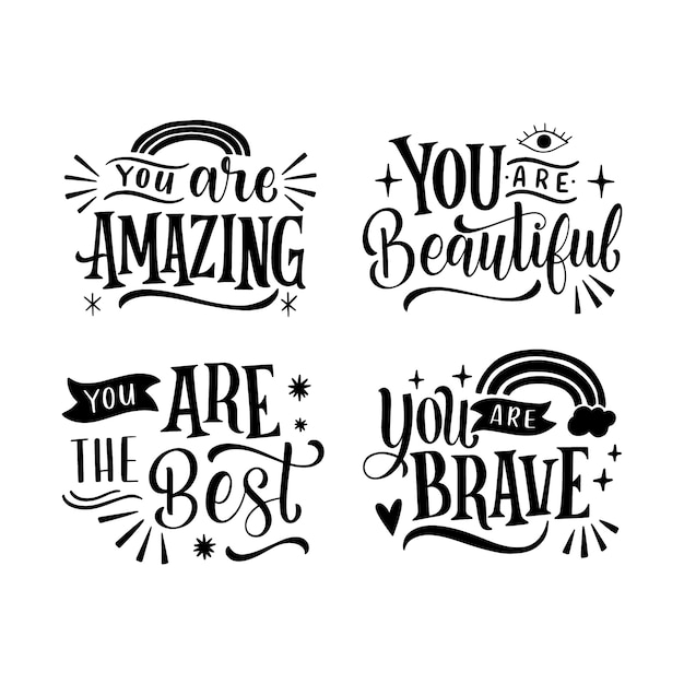 Gratis vector zwarte belettering waardigheid stickers