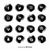 Gratis vector zwarte collectie social media-logotypes