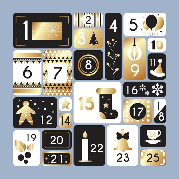 Zwarte en gouden adventskalender