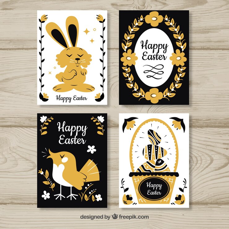 Gratis Vector zwarte en gouden pasencollectie voor pasen
