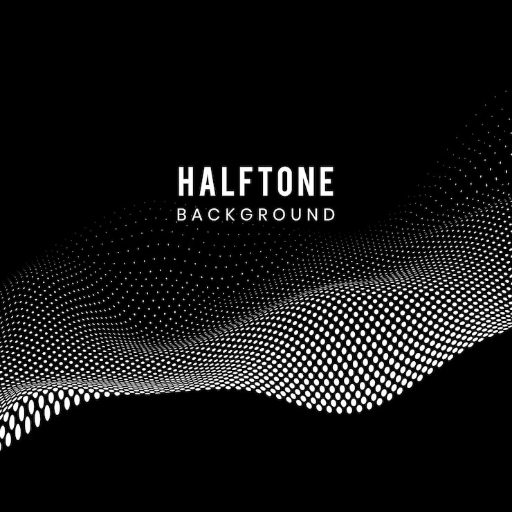 Gratis Vector zwarte en witte halftone achtergrondvector