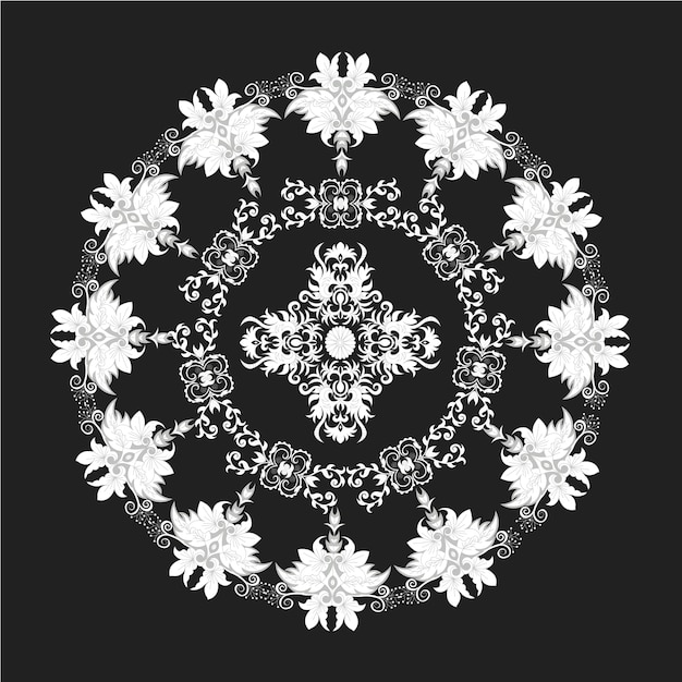 Zwarte en witte mandala achtergrond ontwerp