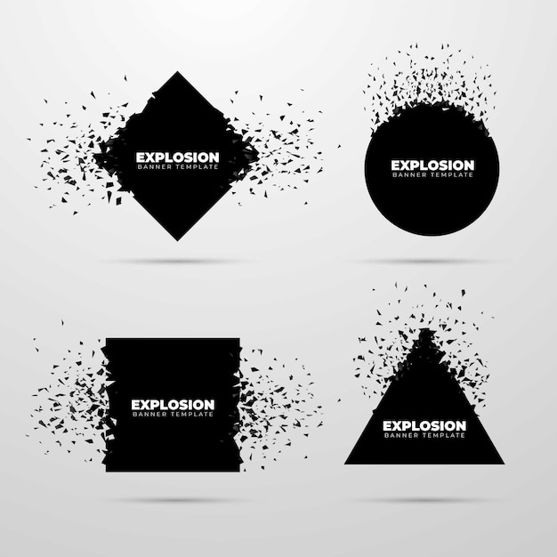 Gratis vector zwarte explosie banners set