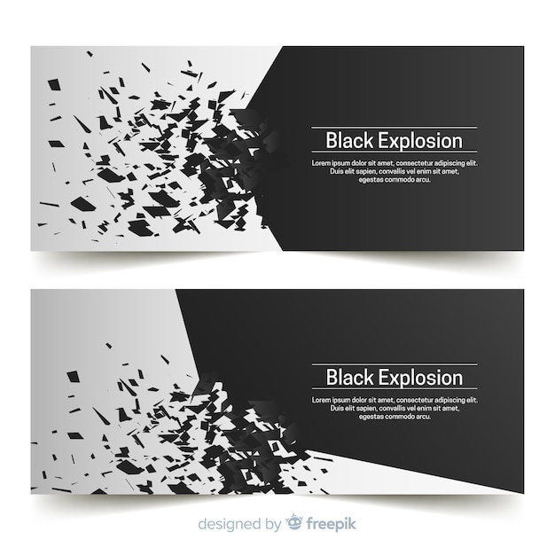 Gratis vector zwarte explosiebanners