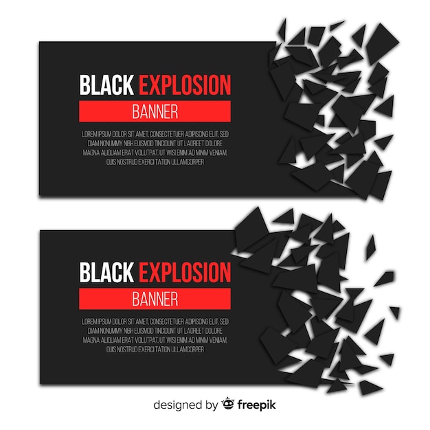 Gratis vector zwarte explosiebanners