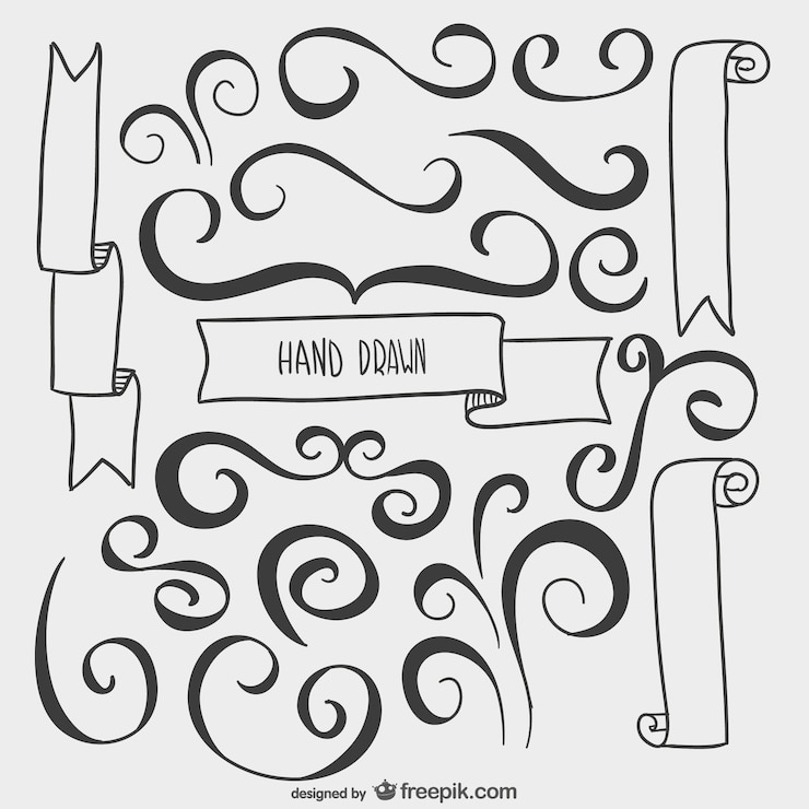 Gratis Vector zwarte getrokken abstracte ornamenten