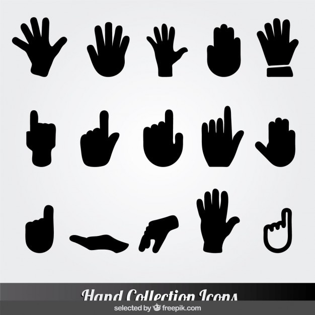 Gratis vector zwarte hand collectie iconen