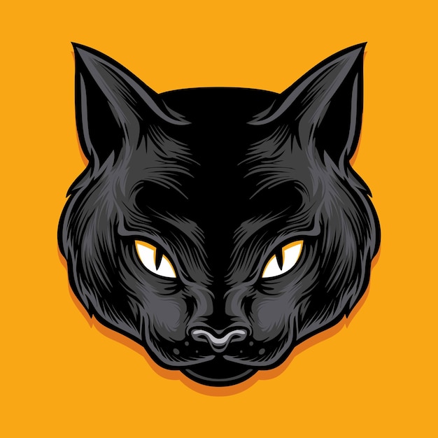 Zwarte kat hoofd vectorillustratie