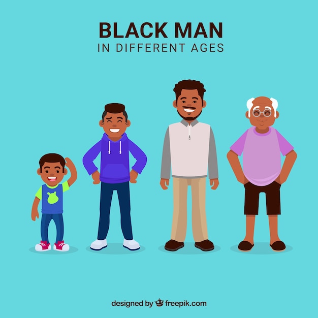 Gratis vector zwarte man in verschillende leeftijden