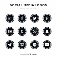 Gratis vector zwarte sociale media-logo's