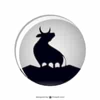 Gratis vector zwarte stier silhouet