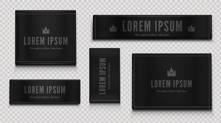 Gratis Vector zwarte stoffen labels voor premium kleding, merklabels
