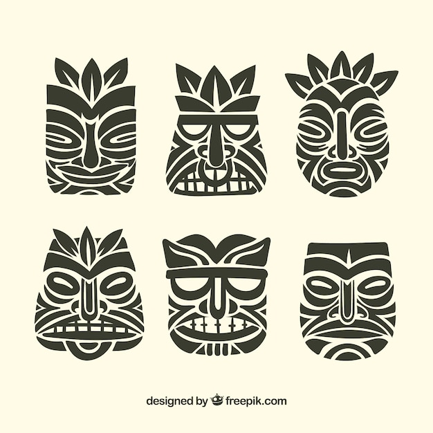 Zwarte tiki masker collectie