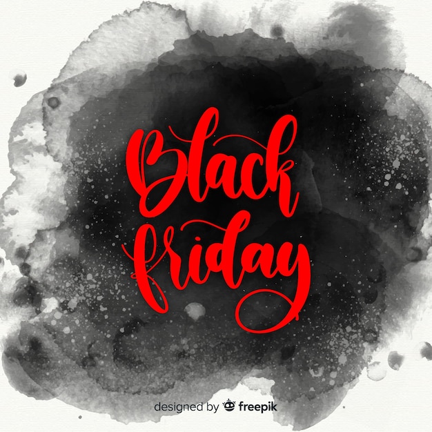 Gratis vector zwarte vrijdag verkoop achtergrond met aquarel vlekken