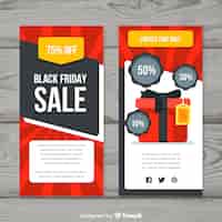 Gratis vector zwarte vrijdag verkoop flyer-sjabloon met geschenkdoos