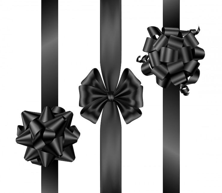 Gratis Vector zwarte vrijdagbogen met verticale linten hoogste mening