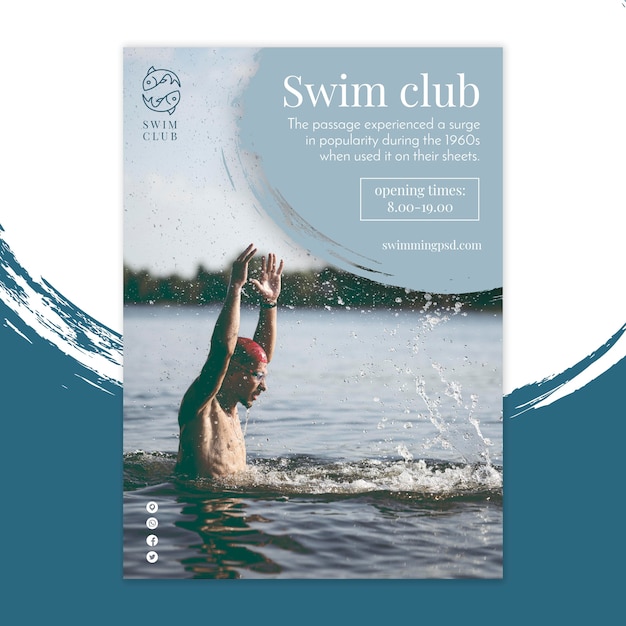 Gratis vector zwemclub flyer verticaal